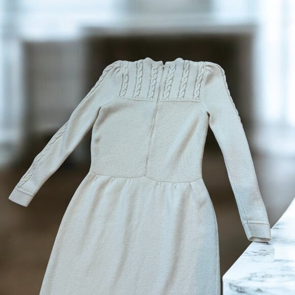 St. John Vintage Santana Knit Ivory Midi Dress Long Sleeves Size XS/No size - Picture 13 of 15
